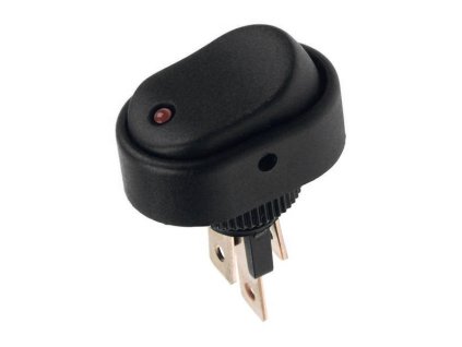 Billenőkapcsoló ASW-20D fekete piros LED 12V-os LED-del