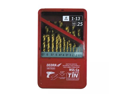 25 darabos fém fúrókészlet HSS + Kobalt + TiN, 135° WITS25