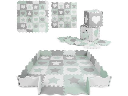 Hab puzzle a padlón 150x150cm 16 db menta szürke