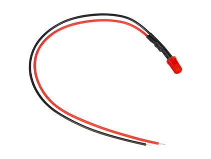 LED 5 mm-es piros 12Vfekete 12V-os LED 20 cm-es vezetékkel