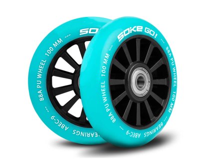 Kerekek freestyle robogóhoz SOKE GO 100mm 88A türkiz 2db