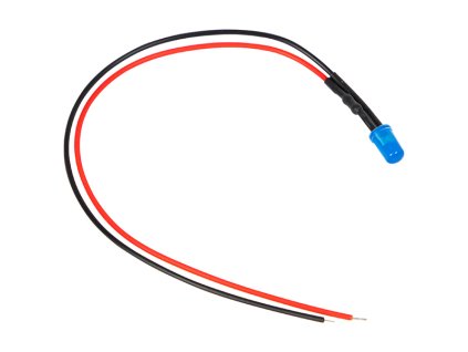LED 5 mm-es kék 12Vfekete LED 20cm-es zsinórral