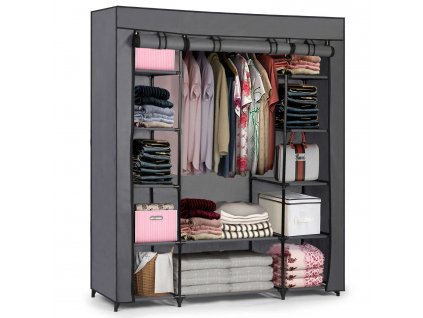 Látková skriňa s policami Massido - grafitová MAXI