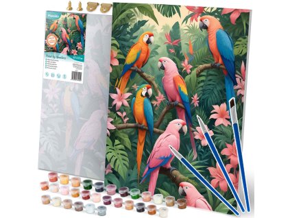 Számozott kifestő kép 40x50 cm Massido Papagájok