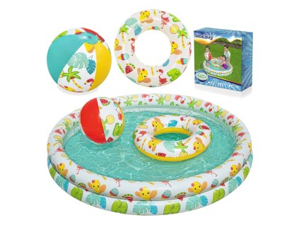 3 az 1-ben Gyermek medence 122 x 20 cm + GYŰRŰ + LABDA Bestway 51124