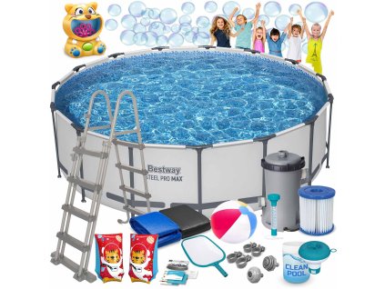 Kerti medence szerkezettel 457 x 122 cm 18 az 1-ben Bestway 56438 + buborékgép INGYEN