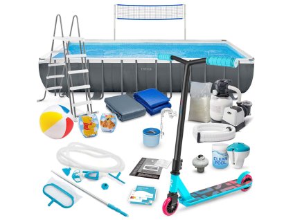 Kerti medence szerkezettel 732 x 366 x 132 cm 21 az 1-ben INTEX 26368 + INGYEN roller