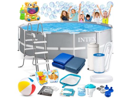 Szabadtéri medence szerkezettel 366 x 99 cm 17 az 1-ben INTEX 26716 + buborékfúvó INGYEN
