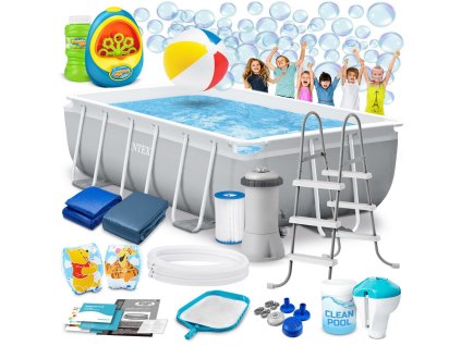 Kerti medence vázas szerkezettel 300 x 175 x 80 cm 18 az 1-ben INTEX 26784 + buborékgép INGYEN