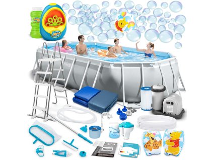 Kerti medence kerettel 503 x 274 x 122 cm 21 az 1-ben Intex 26796 + ingyenes buborékgép