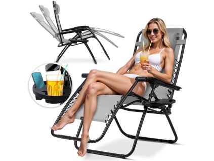 Összecsukható kerti napozóágy párnával Sofotel ChillWell szürke