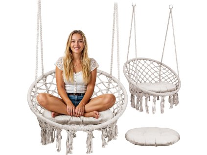 BOHO bézs függő hintaszék