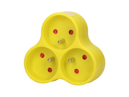 Sárga hármas elektromos aljzat belül