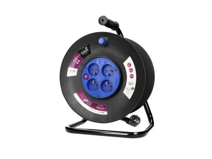 Hosszabbító kábel tekercs 50m, 4 aljzat, 3x1.5mm