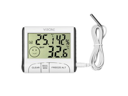 Vezetékes fehér meteorológiai állomás hőmérővel