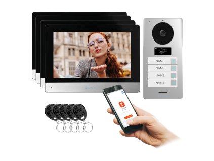 Négycsatornás videókaputelefon 8" Wi-Fi-vel és RFID-vel