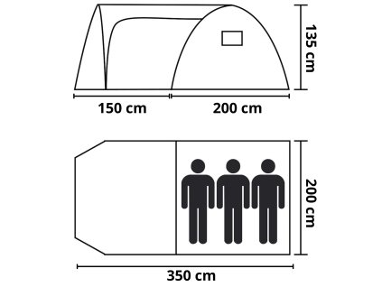 PT028 KEMPING SÁTOR 390 X 210 X 135 CM