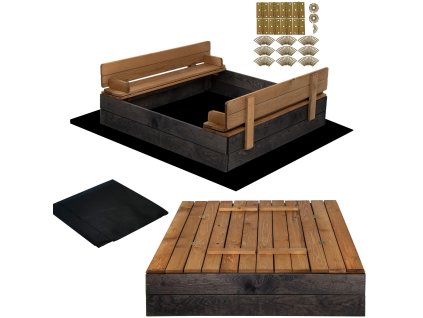 139053 sb100b piaskownica drewniana 100x100 premium black M0