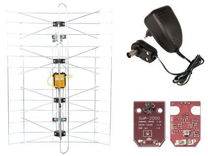 TV antenna hálós tápegységgel és erősítővel