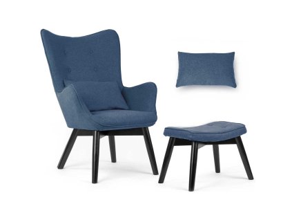 Fotel lábtartóval Norse kék