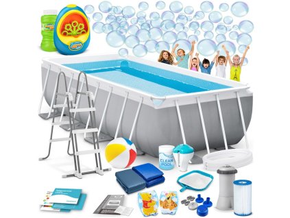 Kerti medence kerettel, 400 x 200 x 122 cm 18 az 1-ben INTEX 26790 + ingyenes buborékgép