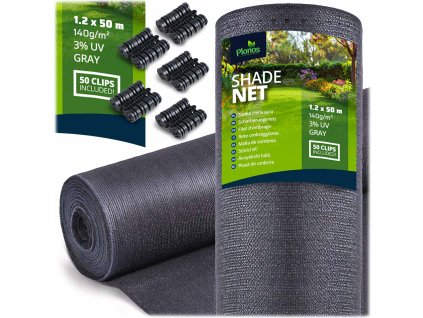 Árnyékoló háló 1,2x50m 140g/m2 + 50 szürke kapocs