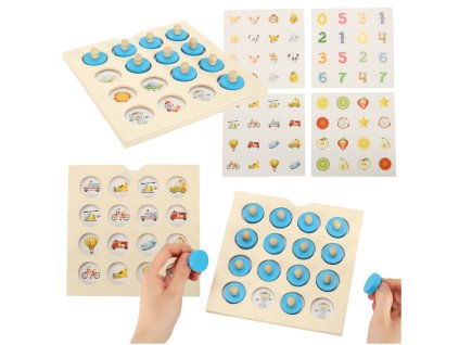 Puzzle drewniane gra planszowa memory 4 karty 140001