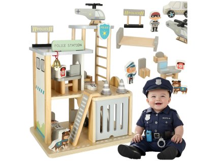 Fa rendőrállomás + rendőrautó helikopterrel