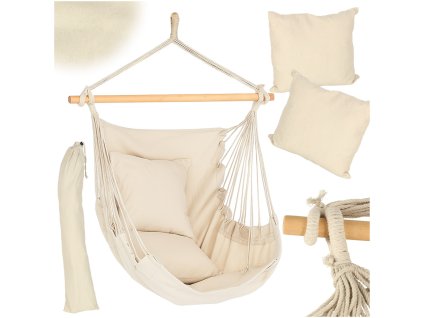 Brazíliai szék lábtartóval Függő nyugágy hinta 130cm bézs