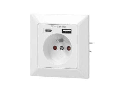 USB aljzat töltővel (USB A + C), fehér