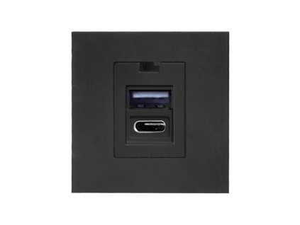 USB bútorba építhető töltő, kétportos, fekete