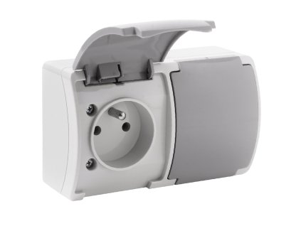 Kettős vízálló aljzat IP44 2x2P+E csom. 10 db