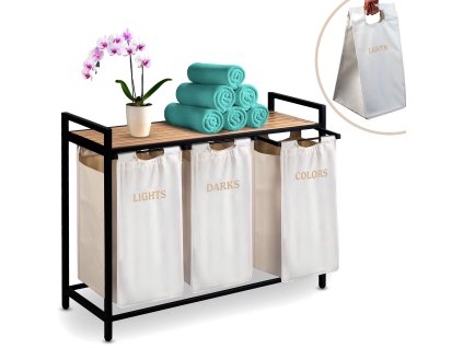 Háromrekeszes 120 l-es szennyestartó vázon Massido