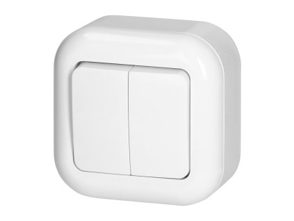 Felületi szerelésű kétgombos kapcsoló, 10A, 250V, ventilátor, fehér