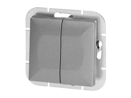 Süllyesztett kétgombos kapcsoló Pearl, 10A, 250V, WP-2P, ezüst