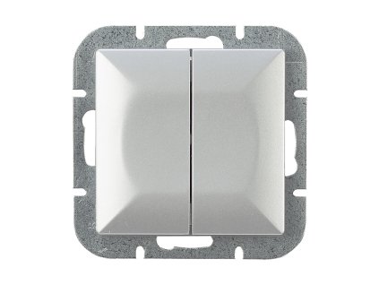 Süllyesztett kétgombos kapcsoló Pearl, 10A, 250V, WP-2P, ezüst