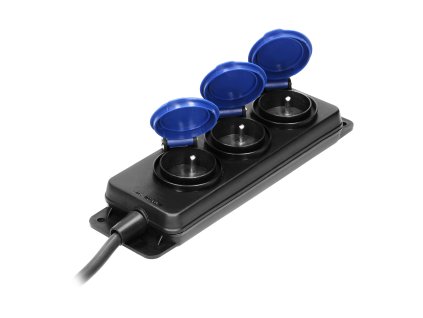 Strapabíró, fröccsenésálló hosszabbító aljzatok, 3 aljzat 2P+E, IP44, gumírozott kábel, H05RR-F 3x1.5mm?, 5m
