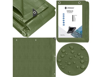 44190 ga2131 plandeka 4 x 5 m ciemnozielona srebrna M0