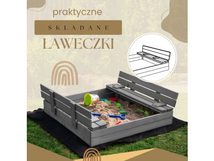 174724 sbp120set01x piaskownica drewniana premium 120 x 120 cm zestaw M0