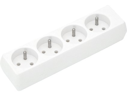 Fehér hosszabbító földelt kábellel, 4 csatlakozó