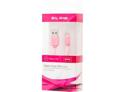 USB kábel A - micro B lapos 1m rózsaszín