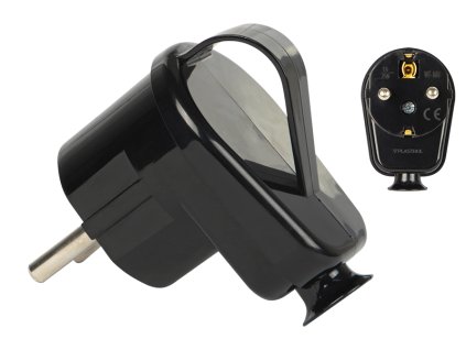 Fekete szén-acél aljzat fogantyúval 16A Uni-Schuko