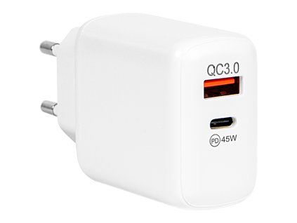 Hálózati töltő USB + USB-C PD 45W GAN csatlakozó