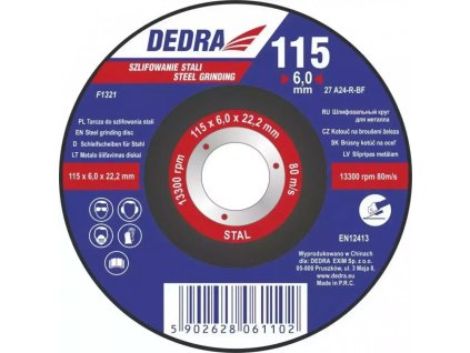 Acélcsiszoló korong DEDRA F1325 domború 230x6,0x22,2mm