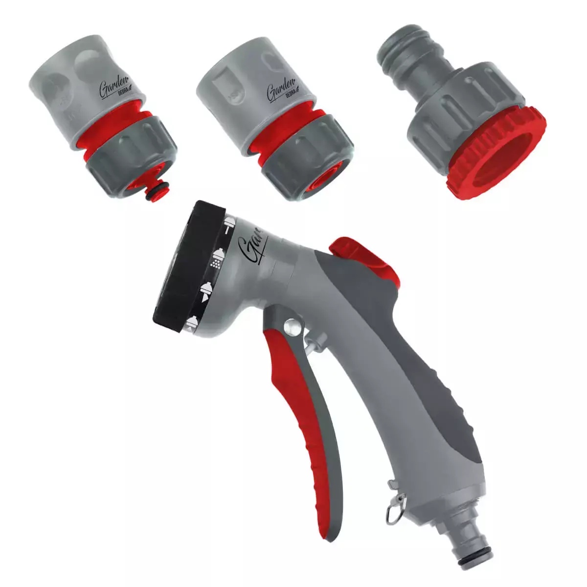 DEDRA-EXIM 8-funkciós szórópisztoly TRIGGER CONTROL 4 darabos készlet 80N211K