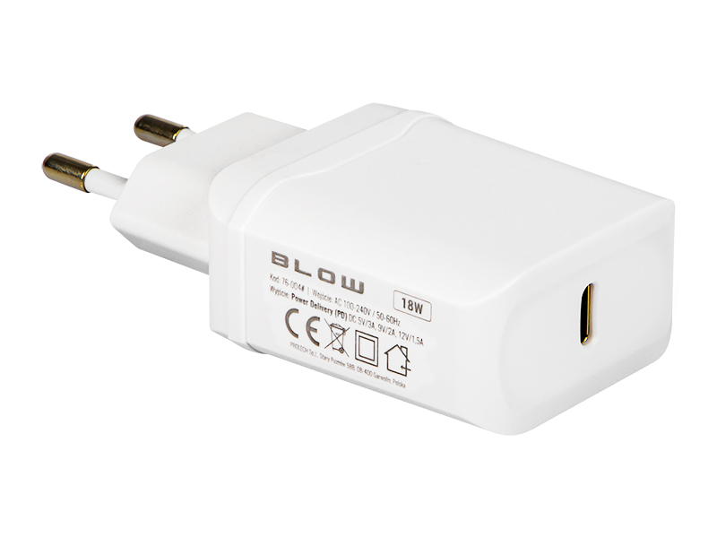 DC USB-C fali töltő, 18 W 44 × 25 mm 76-004-