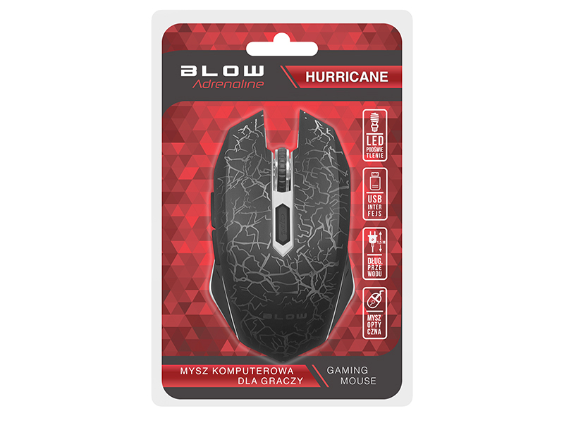BLOW Adrenaline HURRICANE vezetékes optikai gamer egér 84-051-