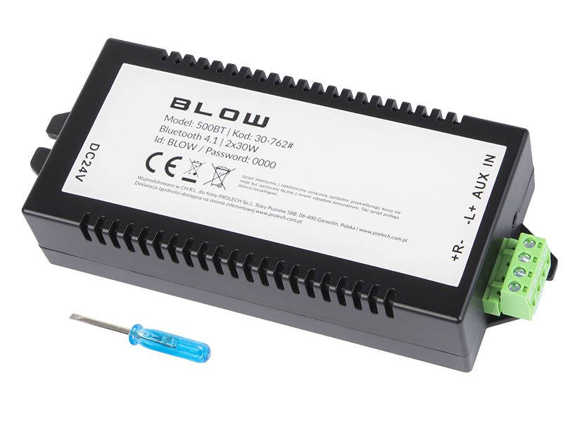 DC Bluetooth sztereó erősítő 30 W, AUX bemenettel 71 × 34 mm 30-762-