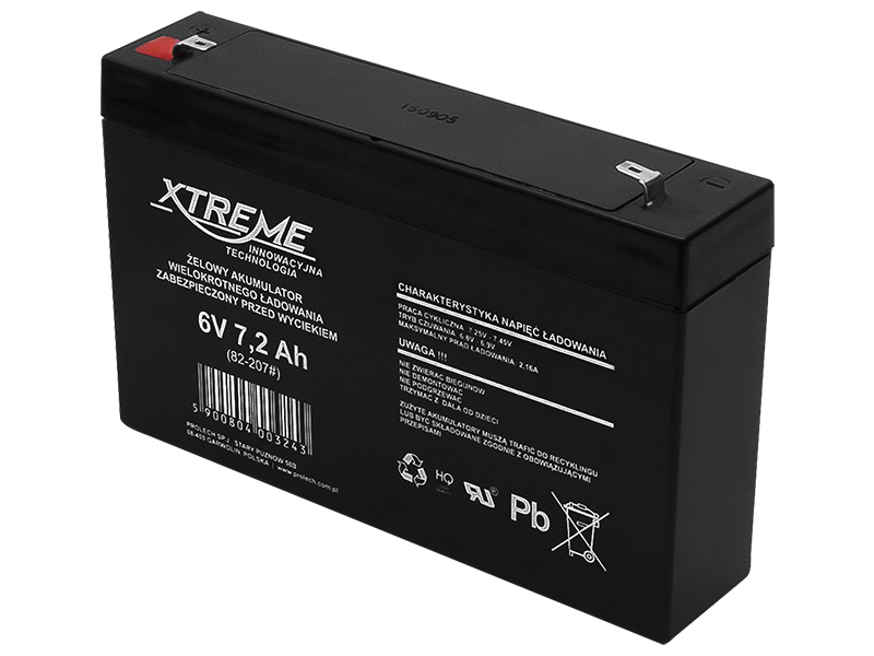 XTREME 6 V 7,2 Ah zselés akkumulátor 82-207-