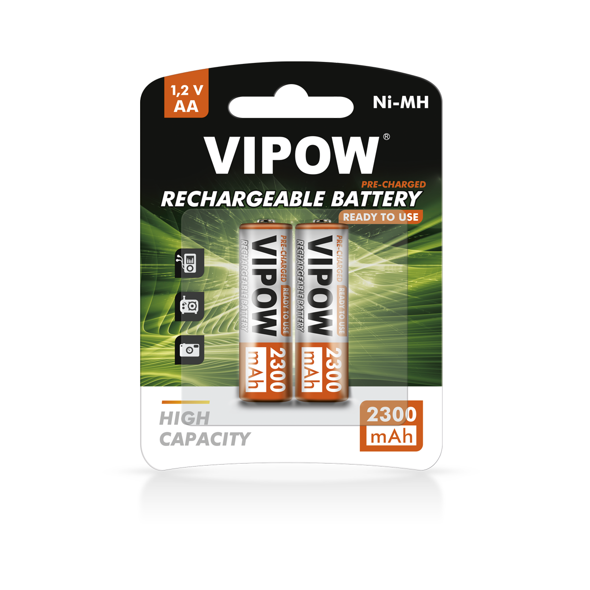 VIPOW Újratölthető AA 2300 mAh Ni-MH akkumulátorok 2db BAT2001